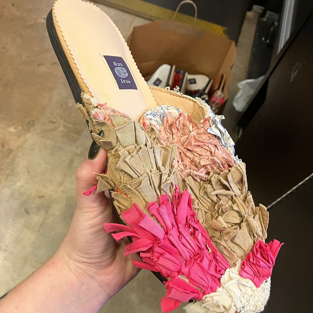 R13 Men's Pink and Tan Fringe Sandals